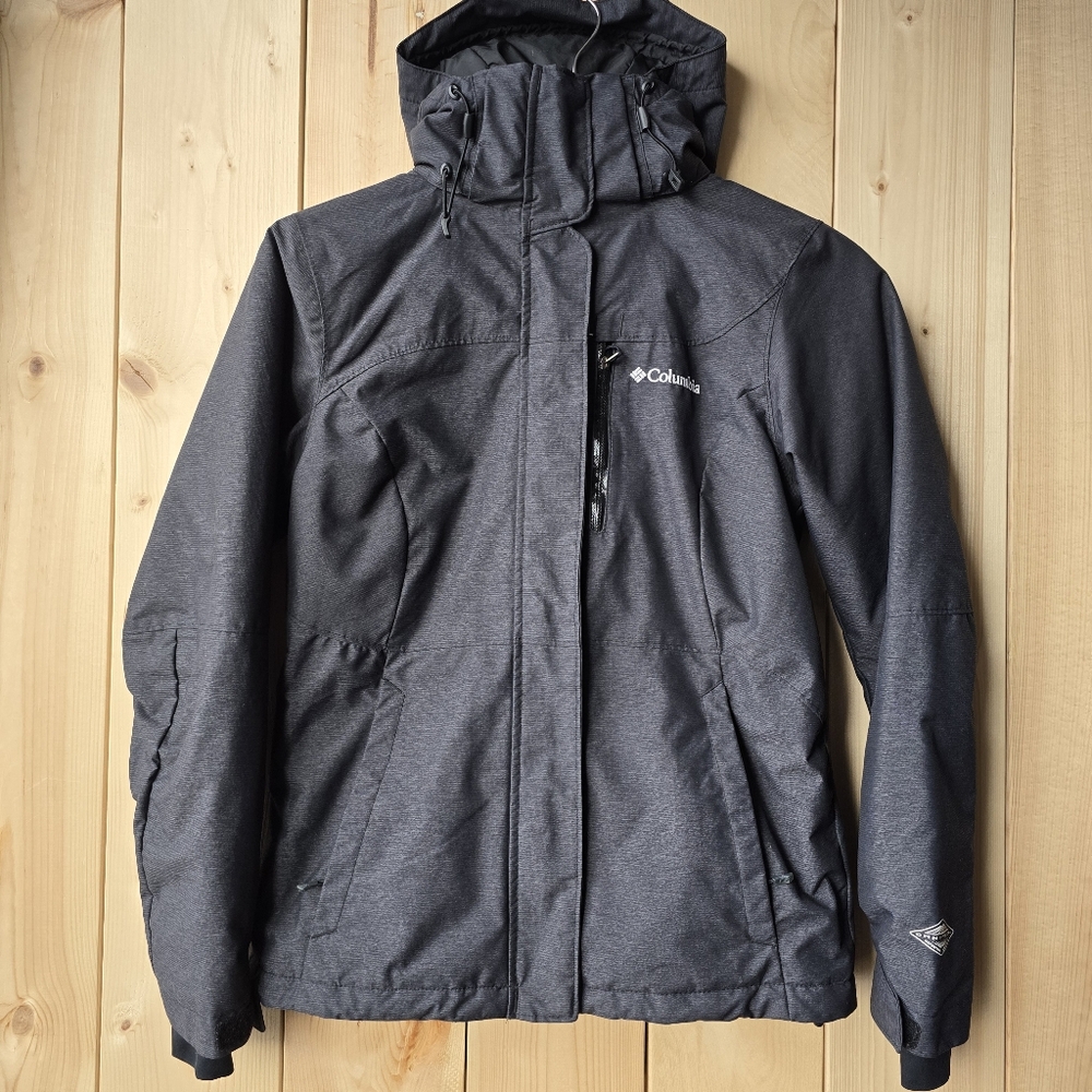 Columbia Omni Heat Insulated Ski Snow Winter Coat Grey Black Womens XS